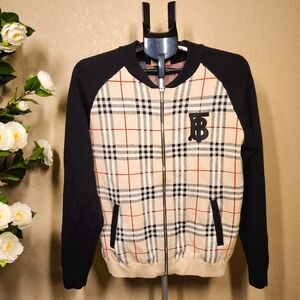 Burberry Black and Cream Bomber Jacket